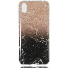 Mobigear Marble Huawei Y5 (2019) Hoesje Flexibel TPU Backcover - Zwart / Roségoud