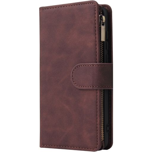 Mobigear Zipper Huawei P40 Hoesje Bookcase Portemonnee - Bruin