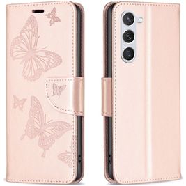 Mobigear Butterfly Samsung Galaxy S23 Hoesje Bookcase Portemonnee - Roségoud