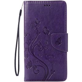 Mobigear Flowers iPhone 8 Hoesje Bookcase Portemonnee - Paars