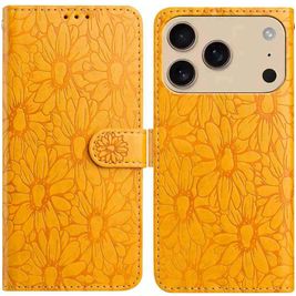 Mobigear Flowers iPhone 17 Pro Hoesje Bookcase Portemonnee - Geel