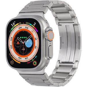 Mobigear Berlin Stalen Apple Watch Bandje Vouwsluiting - 42/41/40/38 mm - Zilver