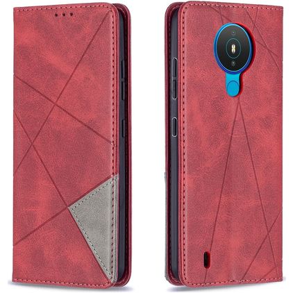 Mobigear Rhombus Slim Nokia 1.4 Hoesje Bookcase - Rood
