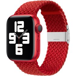 Mobigear Braided Nylon Apple Watch Bandje Klemsluiting - 42/41/40/38 mm - Rood