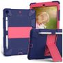 Mobigear ShieldStand iPad 9 (2021) Hoes Hard Kunststof,Siliconen Backcover + Stylus Houder + Standaard - Blauw / Roze
