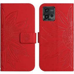Mobigear Sunflower Motorola Moto G72 Hoesje Bookcase Portemonnee - Rood
