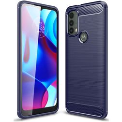 Mobigear Brushed Slim Motorola Moto E20 Hoesje Flexibel TPU Backcover - Blauw