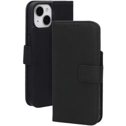 Mobiparts Wallet iPhone 15 MagSafe Hoesje Echt Leer Bookcase Portemonnee - Zwart