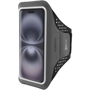 Mobiparts Comfort Fit Telefoonhouder Hardlopen iPhone 16 Sport Hoesje Neopreen Sportarmband - Zwart