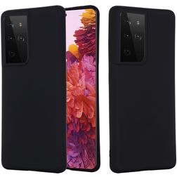 Mobigear Rubber Touch Samsung Galaxy S21 Ultra Siliconen Hoesje Backcover - Zwart
