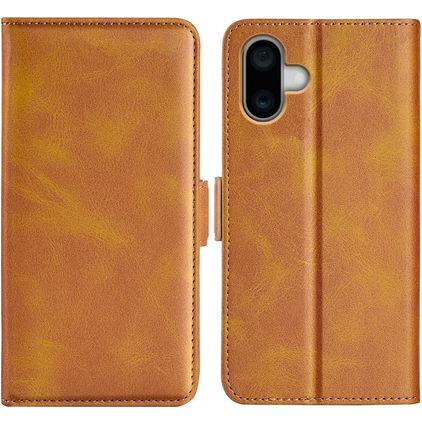 Mobigear Slim Magnet iPhone 16 Plus Hoesje Bookcase Portemonnee - Cognac