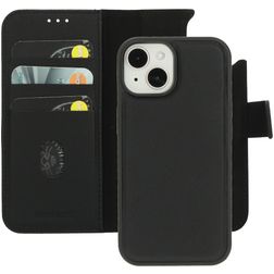 Mobiparts Wallet iPhone 15 MagSafe Hoesje Echt Leer Uitneembare 2in1 Bookcase Portemonnee - Zwart