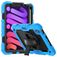 Mobigear SureGrip Xtreme iPad Mini 6 (2021) Hoes Hard Kunststof,Siliconen Backcover + Stylus Houder + Schouderband + Standaard - Zwart / Blauw
