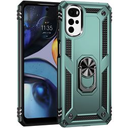 Mobigear Armor Ring Motorola Moto G22 Hoesje Hardcase Backcover Shockproof met Ringhouder - Groen