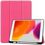Mobigear Tri-Fold Gel iPad 9 (2021) Hoes TPU,Kunstleer Bookcase + Stylus Houder - Magenta