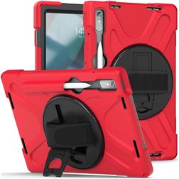 Mobigear SureGrip XGuard Lenovo Tab P11 Pro Gen 2 Hoes Hard kunststof / Siliconen Backcover + Stylus Houder + Standaard - Rood