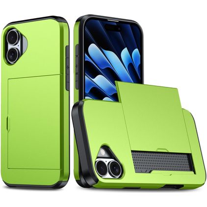 Mobigear Card iPhone 18 Hoesje Hardcase Backcover Shockproof met Pasjeshouder - Groen