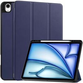 Mobigear Tri-Fold iPad Air 13 Inch (2025) Hoes Bookcase + Stylus Houder - Donkerblauw