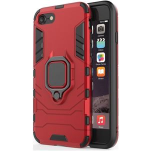 Mobigear Armor Ring iPhone SE (2022) Hoesje Hardcase Backcover Shockproof met Ringhouder - Rood