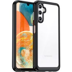 Mobigear Crystal Samsung Galaxy A14 Hoesje Hardcase Backcover - Transparant / Zwart