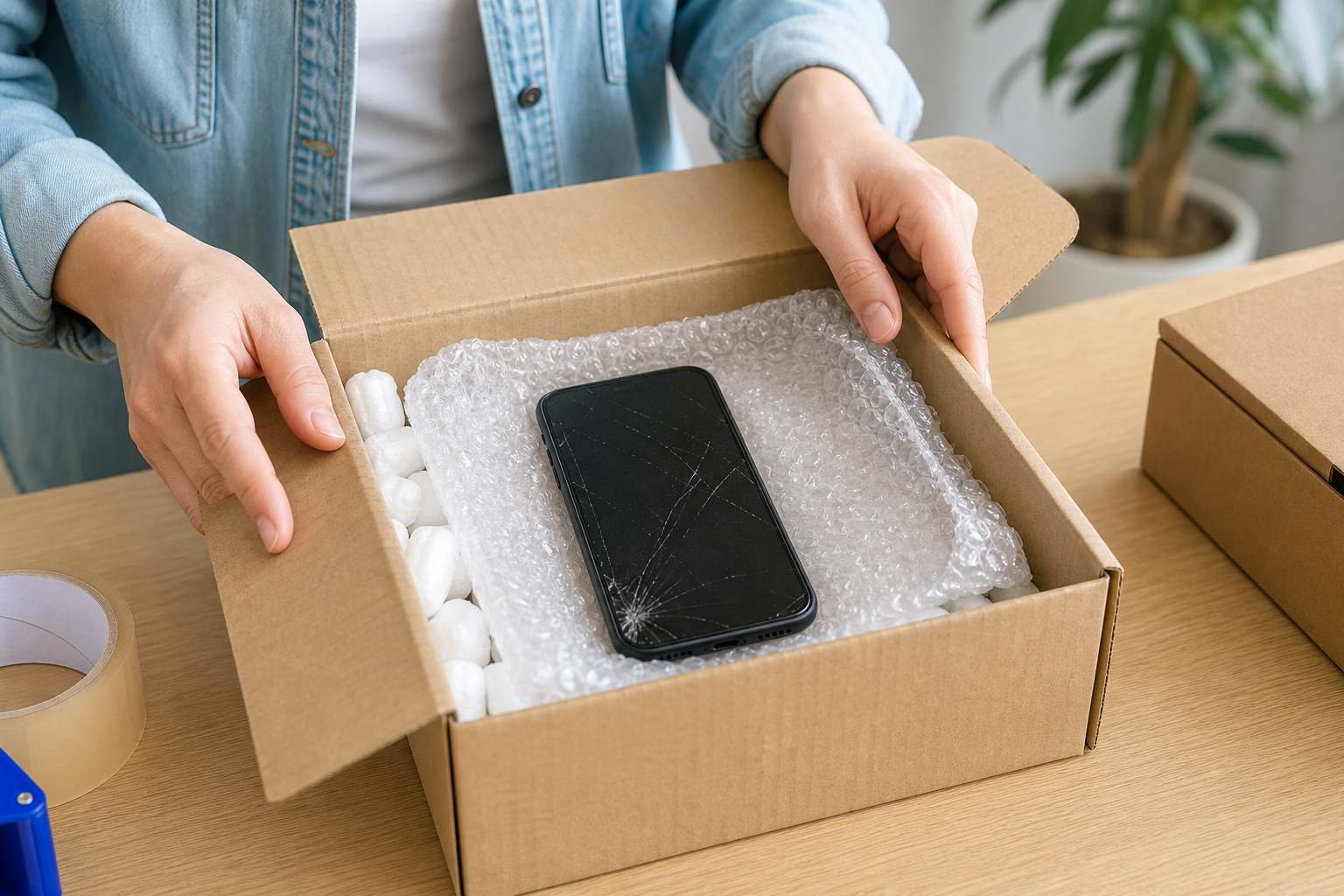 Hoe verstuur ik een beschadigde telefoon veilig?