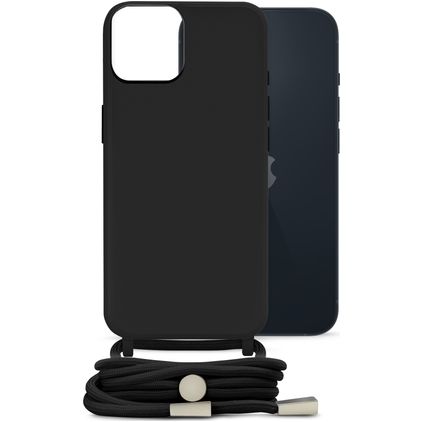 Mobilize Lanyard Gelly iPhone 14 Flexibel TPU Hoesje met koord - Zwart