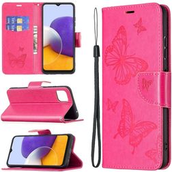Mobigear Butterfly Samsung Galaxy A22 5G Hoesje Bookcase Portemonnee - Magenta