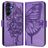 Mobigear Flowers Samsung Galaxy A17 Hoesje Bookcase Portemonnee - Paars