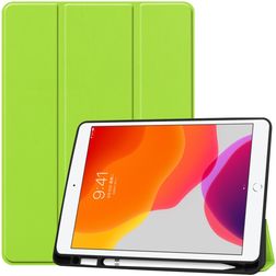 Mobigear Tri-Fold Gel iPad 9 (2021) Hoes TPU,Kunstleer Bookcase + Stylus Houder - Groen