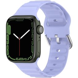Mobigear Bumpy Siliconen Apple Watch Bandje Gespsluiting - 49/46/45/44 mm - Paars
