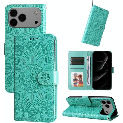 Mobigear Sunflower iPhone 17 Pro Max Hoesje Bookcase Portemonnee - Groen