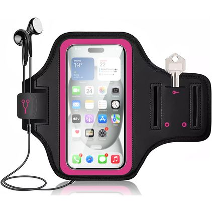 Mobigear Go Active Telefoonhouder Hardlopen OPPO Find X2 Lite Sport Hoesje Neopreen Sportarmband - Roze