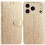 Mobigear Flowers iPhone 17 Pro Hoesje Bookcase Portemonnee - Goud