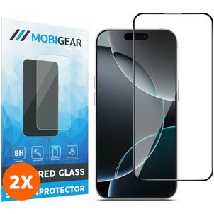 Mobigear Premium iPhone 16 Pro Glazen Screenprotector - Case Friendly - Zwart (2-Pack)