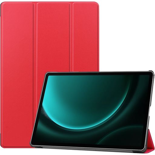 Mobigear Tri-Fold Samsung Galaxy Tab S9 FE Plus Hoes Bookcase + Stylus Houder - Rood