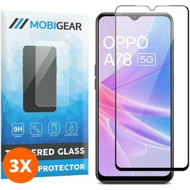 Mobigear Premium OPPO A78 Glazen Screenprotector - Case Friendly - Zwart (3-Pack)