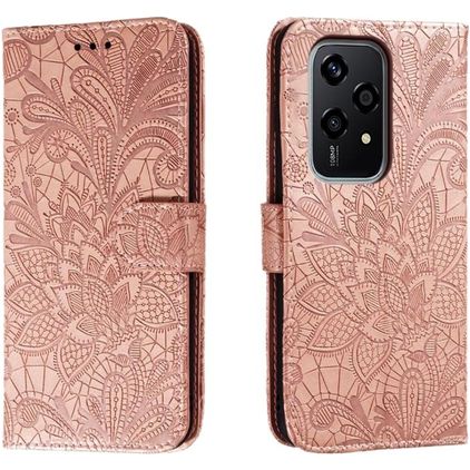 Mobigear Flowers HONOR 200 Lite Hoesje Bookcase Portemonnee - Roségoud