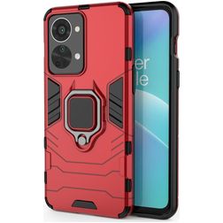 Mobigear Armor Ring OnePlus Nord 2T 5G Hoesje Hardcase Backcover Shockproof met Ringhouder - Rood