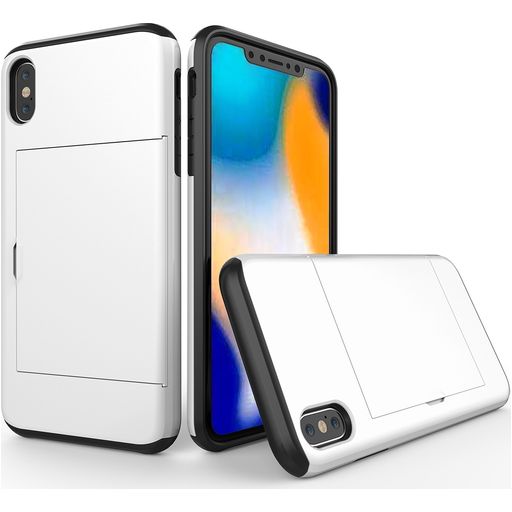 Mobigear Card iPhone XR Hoesje Hardcase Backcover Shockproof met Pasjeshouder - Wit