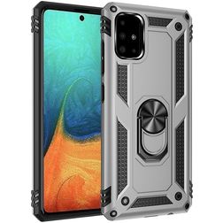 Mobigear Armor Ring Samsung Galaxy A71 Hoesje Hardcase Backcover Shockproof met Ringhouder - Zilver