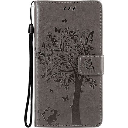 Mobigear Tree Samsung Galaxy S21 Hoesje Bookcase Portemonnee - Grijs