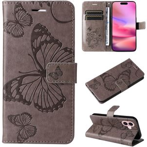 Mobigear Butterfly iPhone 16 Hoesje Bookcase Portemonnee - Grijs