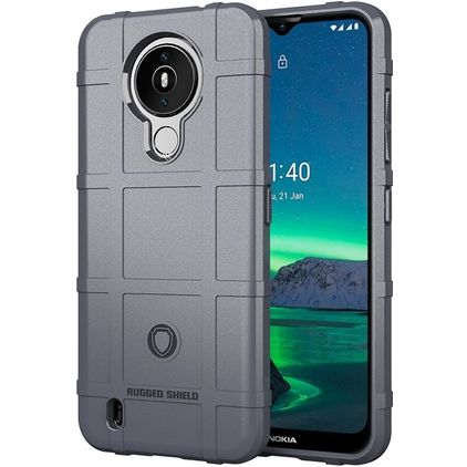 Mobigear Rugged Shield Nokia 1.4 Hoesje Flexibel TPU Backcover Shockproof - Grijs
