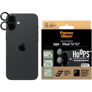 PanzerGlass Hoops iPhone 16 Glazen Camera Lens Protector - Case Friendly - Zwart