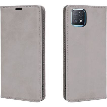 Mobigear Retro Slim OPPO A73 5G Hoesje Bookcase Portemonnee - Grijs