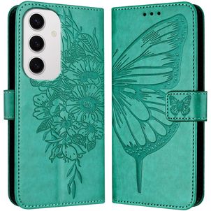 Mobigear Butterfly Samsung Galaxy S24 FE Hoesje Bookcase Portemonnee - Groen