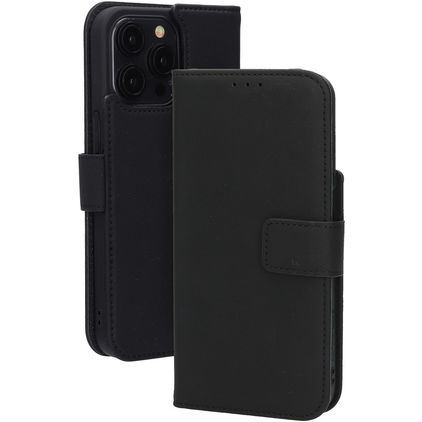 Mobiparts Wallet iPhone 15 Pro Max MagSafe Hoesje Echt Leer Bookcase Portemonnee - Zwart