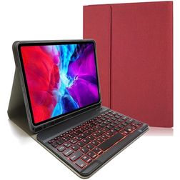 Mobigear Keys iPad Pro 11 Inch (2020) Hoes QWERTY Bluetooth Toetsenbord Bookcase + Stylus Houder - Rood