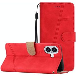 Mobigear Stitch iPhone 17 Hoesje Bookcase Portemonnee - Rood