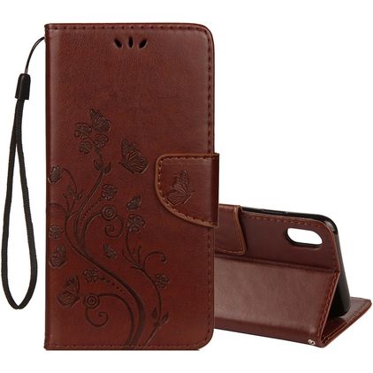 Mobigear Flowers iPhone XR Hoesje Bookcase Portemonnee - Bruin